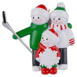 Maxora Snowman Selfie Family 3 Personalized Ornament