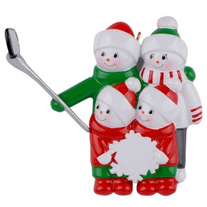Maxora Snowman Selfie Family 4 Personalized Ornament