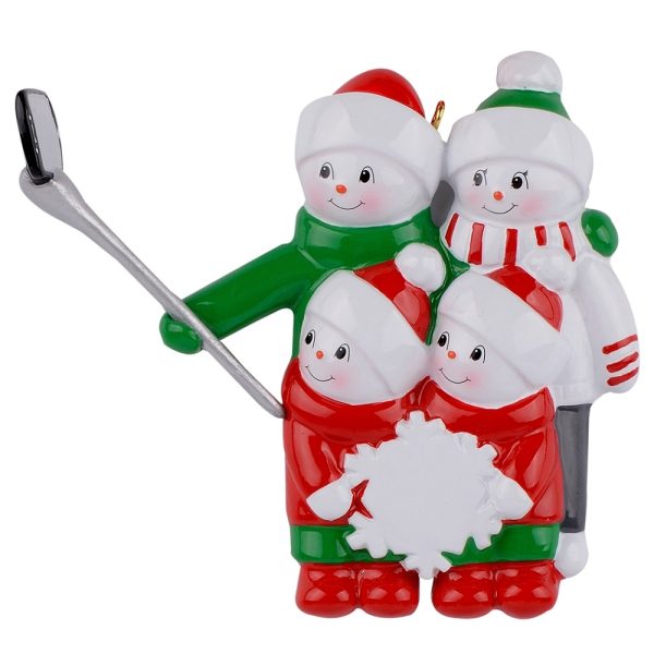 Maxora Snowman Selfie Family 4 Personalized Ornament