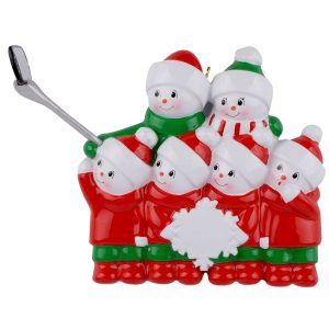Maxora Snowman Selfie Family 6 Personalized Ornament