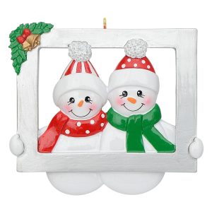 Maxora Personalized Ornament Snowman Frame Family of 2