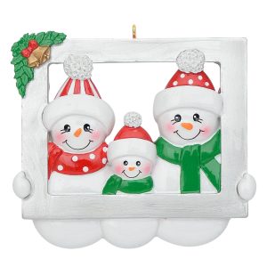 Maxora Personalized Ornament Snowman Frame Family of 3