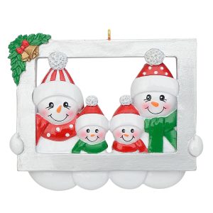 Maxora Personalized Ornament Snowman Frame Family of 4