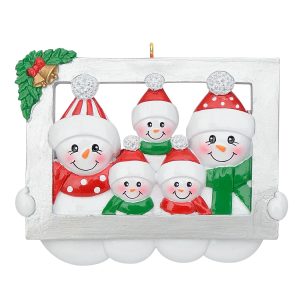 Maxora Personalized Ornament Snowman Frame Family of 5