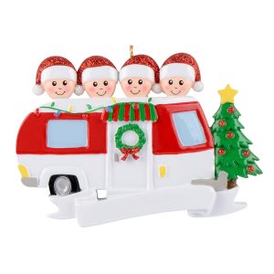 Maxora Pregenant Ornament RV Trailer Family of 4