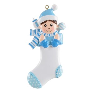 Maxora Personalized Ornament Baby Boy Stocking