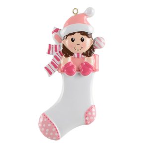 Maxora Personalized Ornament Baby Girl Stocking