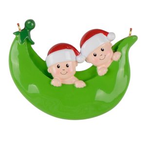 Maxora Peapod Family of 2 Personalized Ornament
