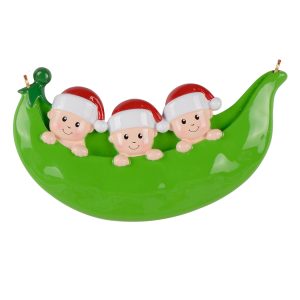 Maxora Peapod Family of 3 Personalized Ornament