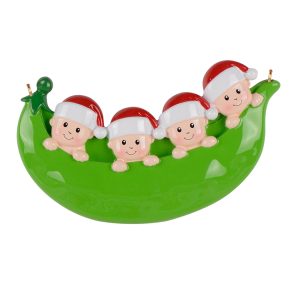 Maxora Peapod Family of 4 Personalized Ornament