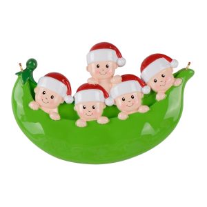 Maxora Peapod Family of 5 Personalized Ornament