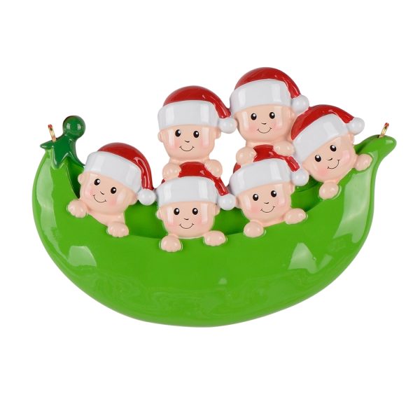 Maxora Peapod Family of 6 Personalized Ornament