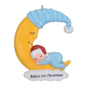 Maxora Personalized Ornament Baby Moon/Blue