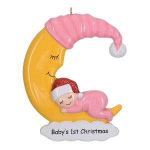 Maxora Personalized Ornament 
Baby Moon/Pink