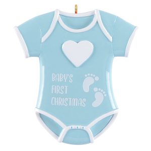 Maxora Personalized Ornament Baby onesie Blue