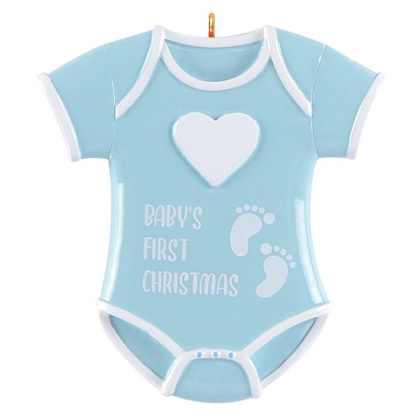 Maxora Personalized Ornament Baby onesie Blue