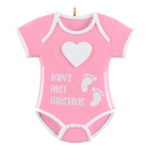 Maxora Personalized Ornament Baby onesie Pink