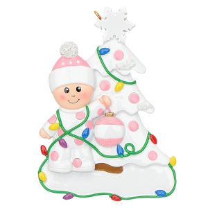 Maxora Personalized Ornament Christmas Tree Baby Pink