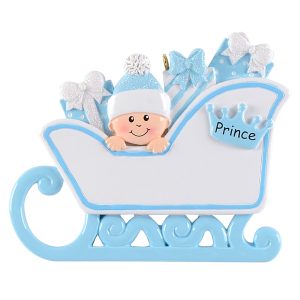 Maxora Personalized Ornament Baby Pram Blue