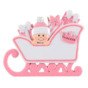 Maxora Personalized Ornament Baby Pram Pink