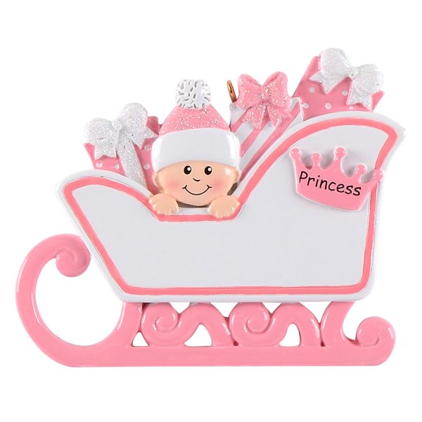 Maxora Personalized Ornament Baby Pram Pink