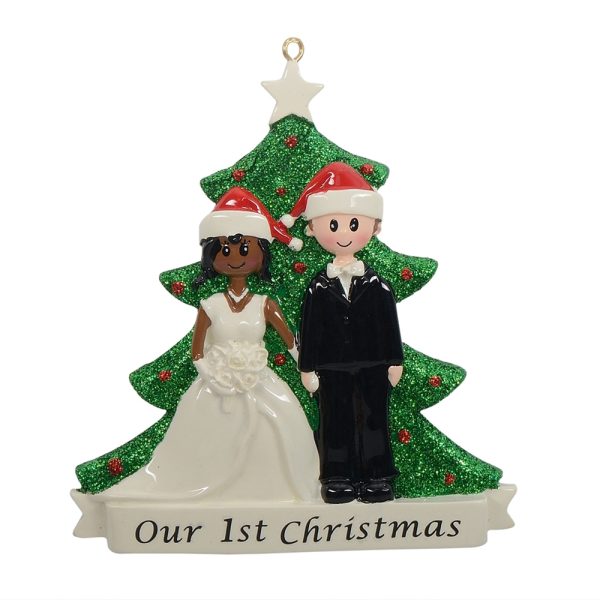 Maxora Christmas  Couple Black Bride and White Groom Ornament
