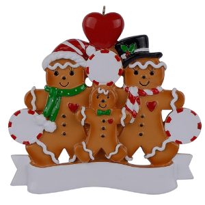 Maxora Personalized Gingerbread Family Ornament of 3