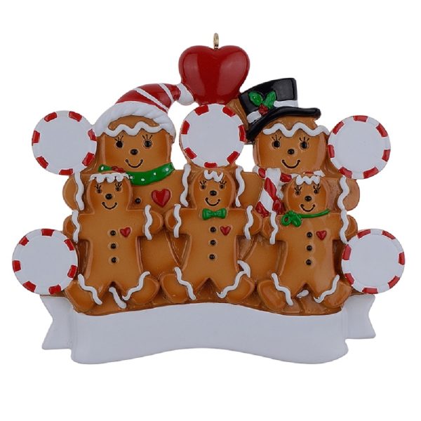 Maxora Personalized Gingerbread Family Ornament of 5
