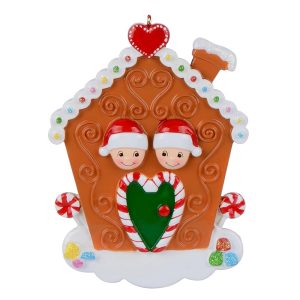 Maxora Gingerbread House Family of 2 Personalized Ornament
