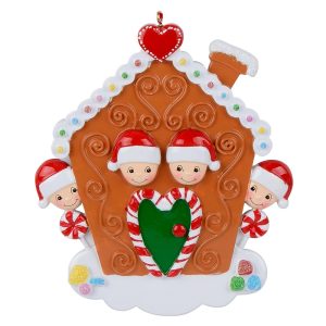 Maxora Personalized Gingerbread House Family of 4