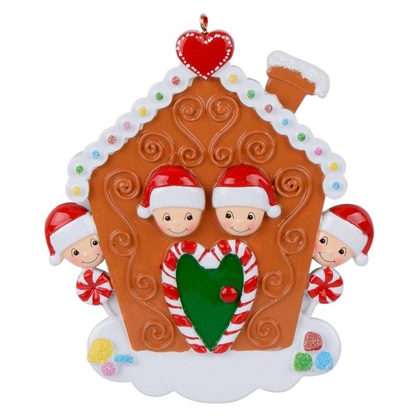 Maxora Personalized Gingerbread House Family of 4