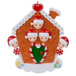 Maxora Personalized Gingerbread House Family of 5