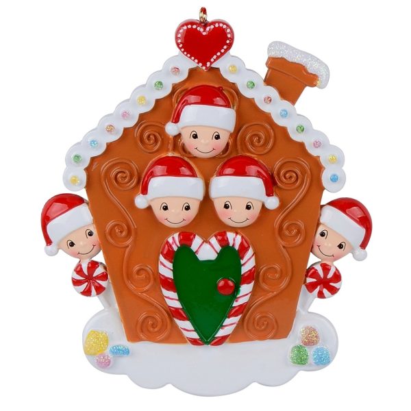 Maxora Personalized Gingerbread House Family of 5