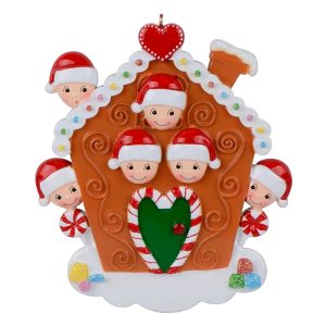 Maxora Personalized Gingerbread House Family of 6