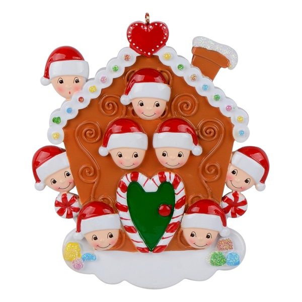 Maxora Personalized Gingerbread House Family of 8