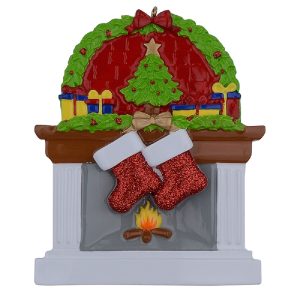 Maxora Personalized Fireplace Stockings Ornament of 2