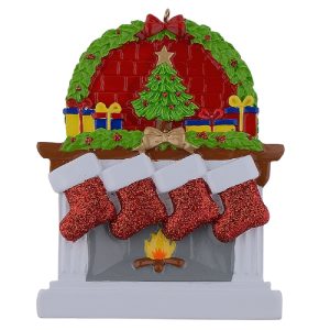 Maxora Personalized Fireplace Stockings Ornament of 4