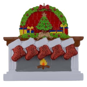 Maxora Personalized Fireplace Stockings Ornament of 5