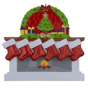 Maxora Personalized Fireplace Stockings Ornament of 6