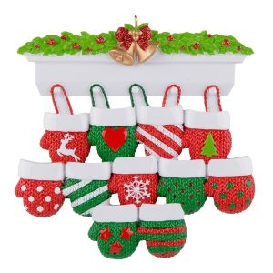 Maxora Mantel Gloves Family of 11 Personalized Ornament