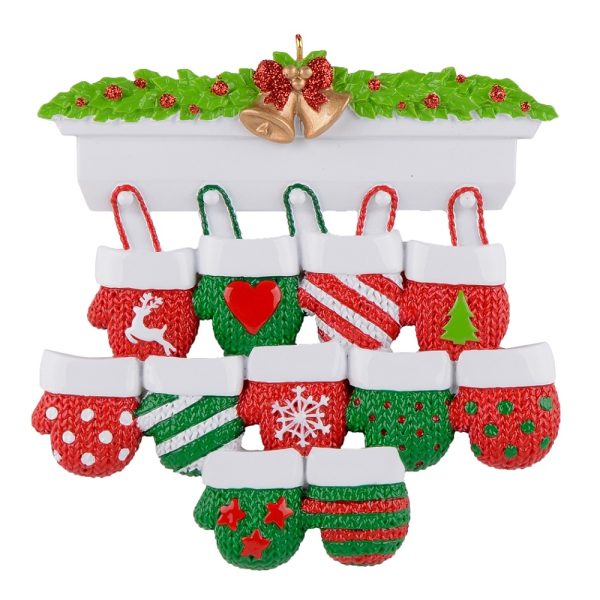 Maxora Mantel Gloves Family of 11 Personalized Ornament