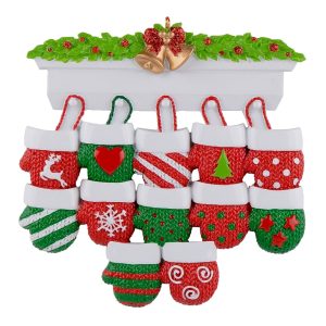 Maxora Mantel Gloves Family of 12 Personalized Ornament