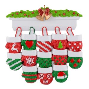 Maxora Mantel Gloves Family of 13 Personalized Ornament