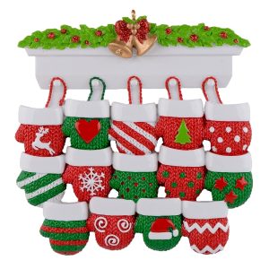 Maxora Mantel Gloves Family of 14 Personalized Ornament