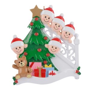Maxora Personalized Ornament   Christmas Morning Family of 5