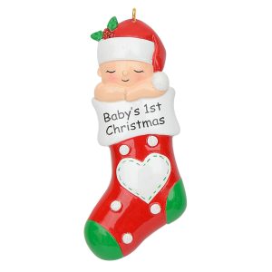 Maxora Personalized Ornament Stocking Baby's 1st Christmas