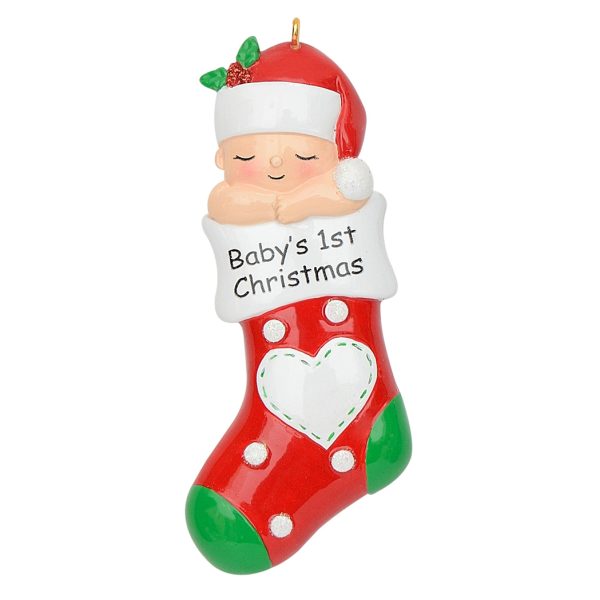 Maxora Personalized Ornament Stocking Baby's 1st Christmas