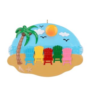 Maxora Sand Chair Family of 5 Personalized Ornament