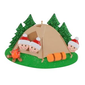 Maxora Personalized Ornament Camp Out Family of 3