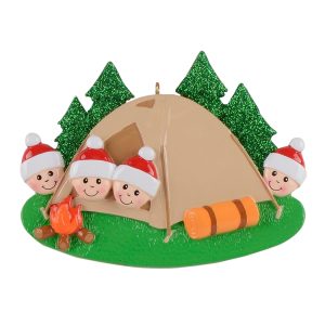 Maxora Personalized Ornament Camp Out Family of 4